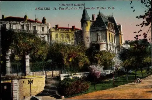 Ak Béziers Hérault, Nordansicht des Plateau des Poetes