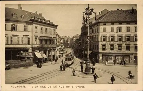 Ak Mulhouse Elsaß Haut Rhin, Eingang zur Rue du Sauvage