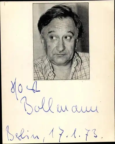 Autogrammkarte Schauspieler Horst Bollmann, Portrait, Autogramm