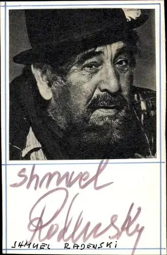 Autogrammkarte Schauspieler Shmuel Rodensky, Portrait, Autogramm