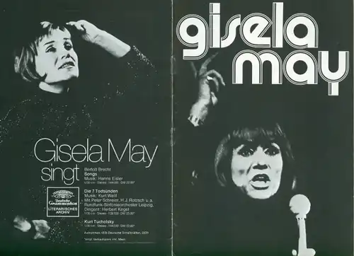 Klapp Autogrammkarte Schauspielerin und Sängerin Gisela May, Portrait, Autogramm