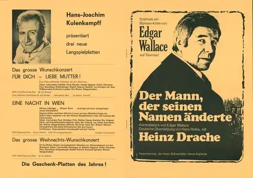 Klapp Autogrammkarte Schauspieler Heinz Drache, Portrait, Autogramm