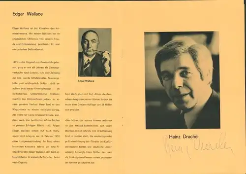 Klapp Autogrammkarte Schauspieler Heinz Drache, Portrait, Autogramm