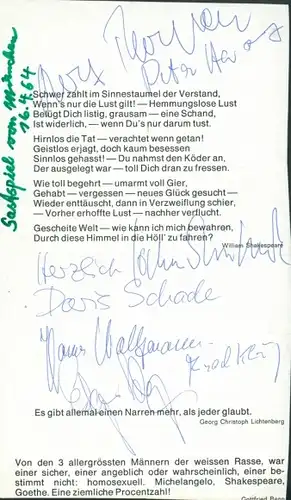 Autogrammkarte Schauspieler Doris Schade und andere, Autogrmme