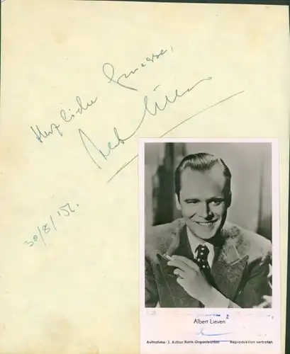 Autogrammkarte Schauspieler Albert Lieven, Maria Andergast, Autogramme