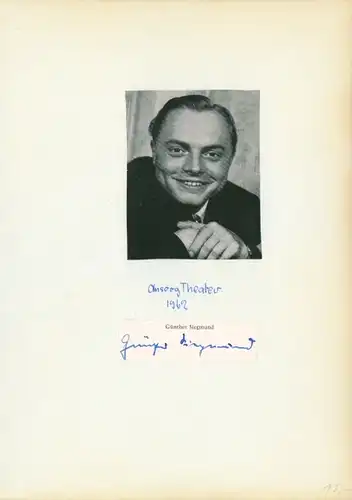 Autogrammkarte Schauspieler Günther Siegmund, Portrait, Autogramm