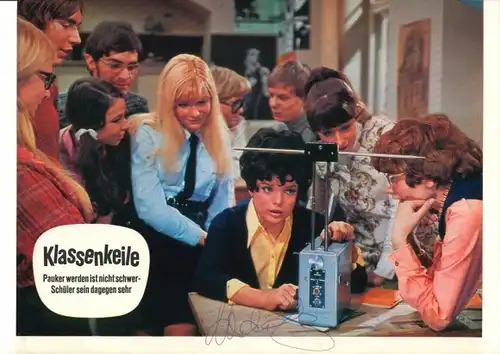 Autogrammkarte Schauspielerin Uschi Glas, Filmszene Klassenkeile, Autogramm