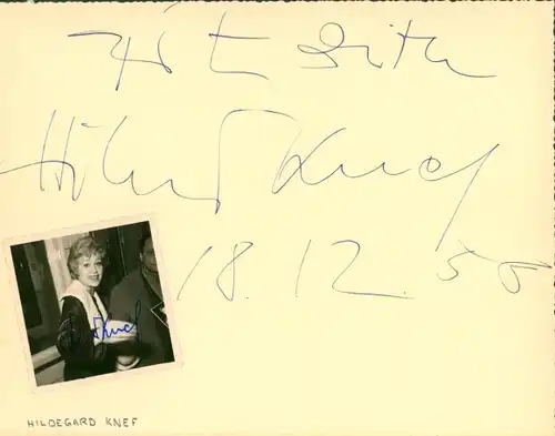 Autogrammkarte Schauspielerin und Sängerin Hildegard Knef, Portrait, Autogramm