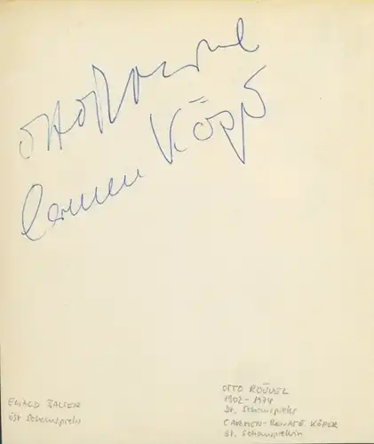 Autogrammkarte Schauspieler Ewald Balser, Portrait, Autogramm, Carmen Köper, Otto Rouvel