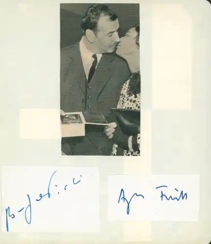 Autogrammkarte Schauspieler Bernhard Wicki, Agnes Fink, Portrait, Autogramm