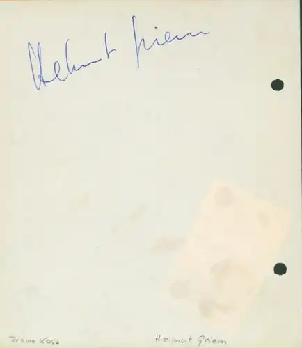 Autogrammkarte Schauspielerin Irene Koss, Portrait, Autogramm, Helmut Griem