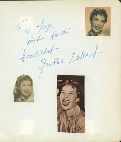 Autogrammkarte Schauspielerin Jutta Lokert, Portrait, Autogramm