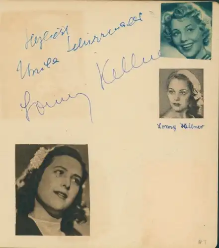 Autogrammkarte Schauspielerin Lonny Kellner, Portrait, Autogramm, Ursula Schirrmacher