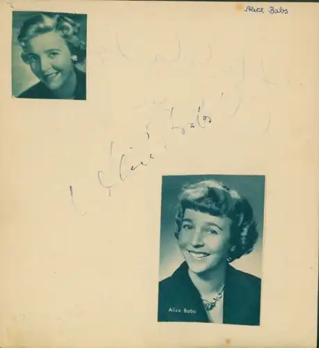 Autogrammkarte Schauspielerin Alice Babs, Portrait, Autogramm