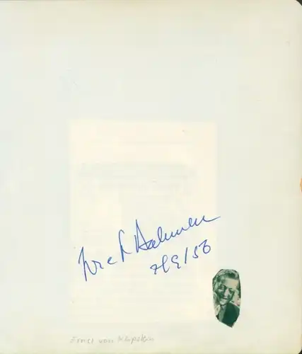 Autogrammkarte Schauspieler Ernst von Klipstein, Portrait, Autogramm