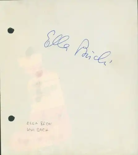 Autogrammkarte Schauspielerin Ella Buch, Vivi Bach, Portrait, Autogramm