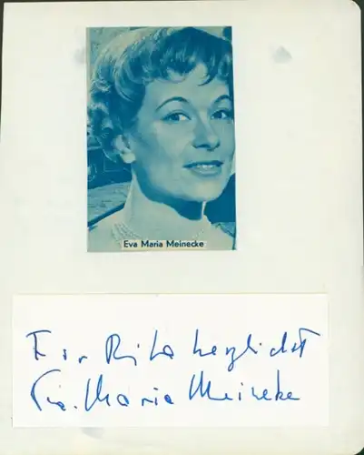 Autogrammkarte Schauspielerin Eva Maria Meinecke, Portrait, Autogramm