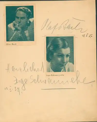 Autogrammkarte Schauspielerin Inge Schwannecke, Olav Bach, Portrait, Autogramm