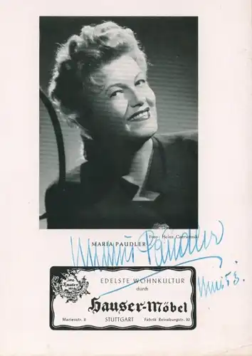 Autogrammkarte Schauspielerin Maria Paudler, Portrait, Autogramm