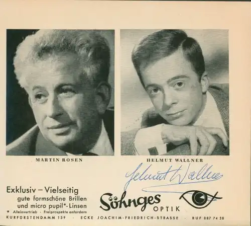 Autogrammkarte Schauspieler Helmut Wallner, Portrait, Autogramm