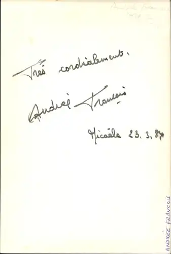 Autogrammkarte Schauspielerin Andree Francois, Portrait, Autogramm