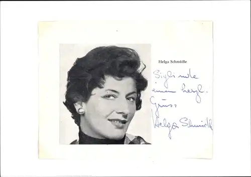 Autogramm Schauspielerin Helga Schmidle, Portrait