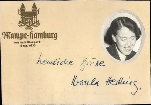 Foto Autogramm Schauspielerin Ursula Herking, Portrait