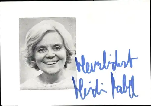 Foto Autogramm Schauspielerin Heidi Kabel, Buchwerbung