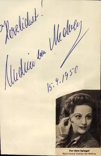 Foto Autogramm Schauspielerin Undine von Medvey