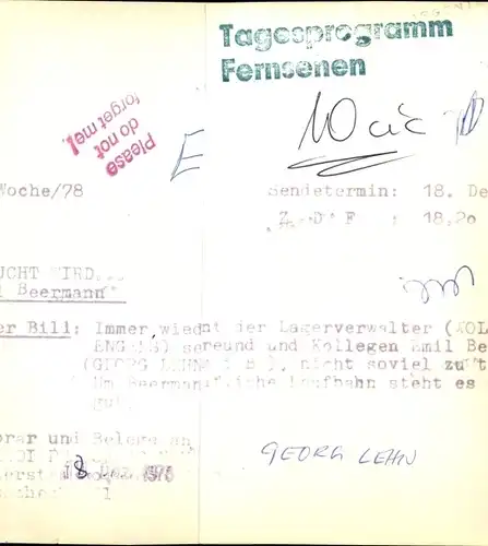 Foto Autogramm Schauspieler Georg Lehn