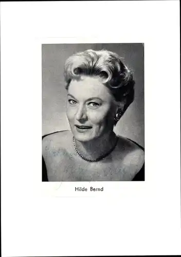 Foto Autogramm Schauspielerin Hilde Bernd, Portrait