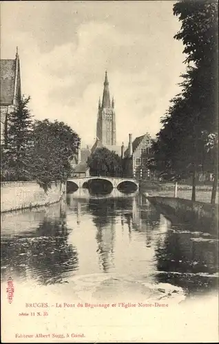 Ak Brügge Brügge Flandern Westflandern, Beginenhofbrücke, Kirche Notre Dame