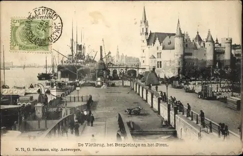 Ak Anvers Antwerpen Flandern, De Vlotbrug, Steen