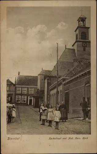 Ak Biervliet Zeeland Niederlande, Kerkstraat mit Ned. Rev. Kirche