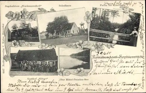 Ak Berlin, Schulhaus, Jagdschloss Waidmannsheil, Gasthof, Rosaliendorf, Sophienstade