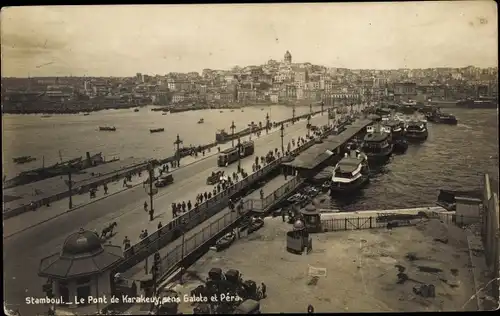 Ak Konstantinopel Istanbul Türkei, Die Karakeuy-Brücke, Richtung Galata und Pera