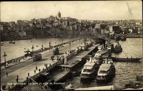 Ak Konstantinopel Istanbul Türkei, Die Küstenbrücke, Panorama