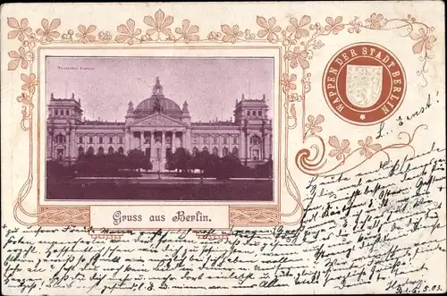 Präge Passepartout Ak Berlin Tiergarten, Reichstagsgebäude