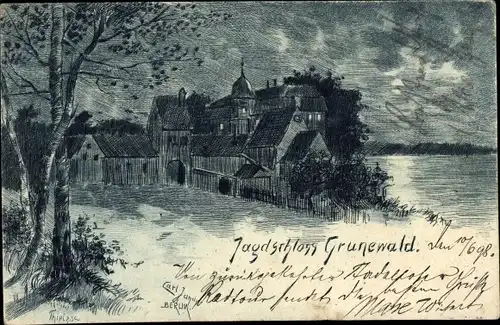 Künstler Ak Berlin Zehlendof Dahlem, Jagdschloss Grunewald