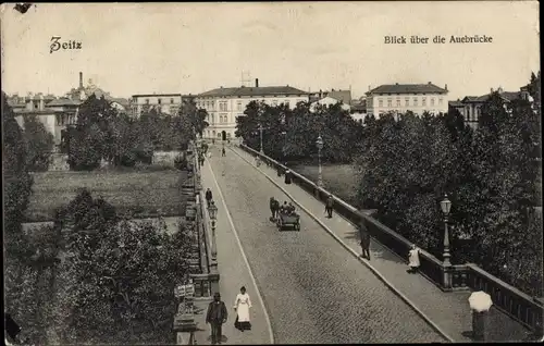 Ak Zeitz an der Weißen Elster im Burgenlandkreis, Blick über die Aue Brücke