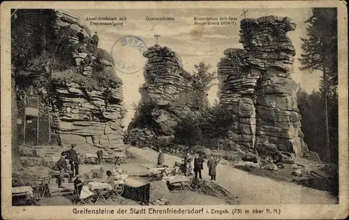 Ak Ehrenfriedersdorf im Erzgebirge, Greifensteine, Treppenaufgang