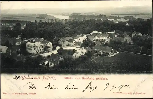 Ak Dresden Pillnitz, Blick auf den Ort vom Hausberg aus