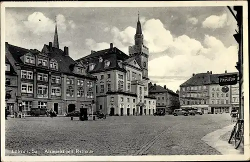 Ak Löbau in der Oberlausitz Sachsen, Altmarkt, Rathaus