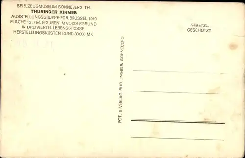 Ak Sonneberg in Thüringen, Thüringer Kirmes, Weltausstellung 1910, Deutsches Spielzeugmuseum