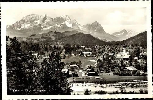 Ak Krün in Oberbayern, Zugspitzmassiv