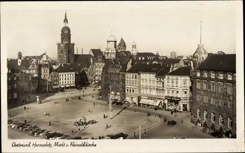 Ak Dortmund Westfalen, Hansaplatz, Markt, Reinoldikirche