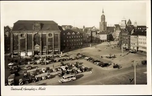 Ak Dortmund im Ruhrgebiet, Blick auf Hansaplatz und Markt