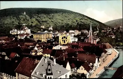 Ak Ettlingen in Baden, Stadtpanorama, Brücke