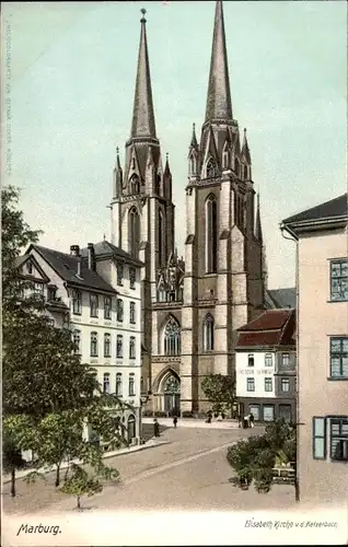 Künstler Ak Marburg, Blick zur Elisabeth Kirche