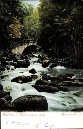 Ak Schierke Wernigerode im Harz, Bode, Brücke